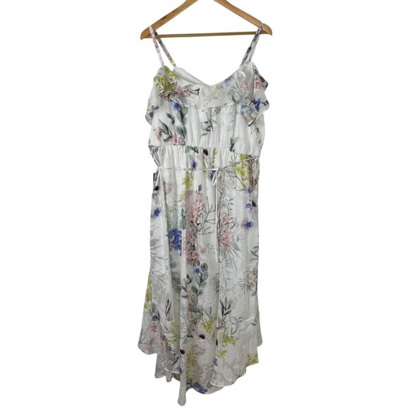 Julia Jordan NEW Floral Ivory Multicolor Hi Low Faux Wrap Maxi Dress Size 16 - Picture 8 of 16